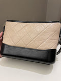 Chanel Quilted Gabrielle Hobo Beige/ Black Aged Calfskin