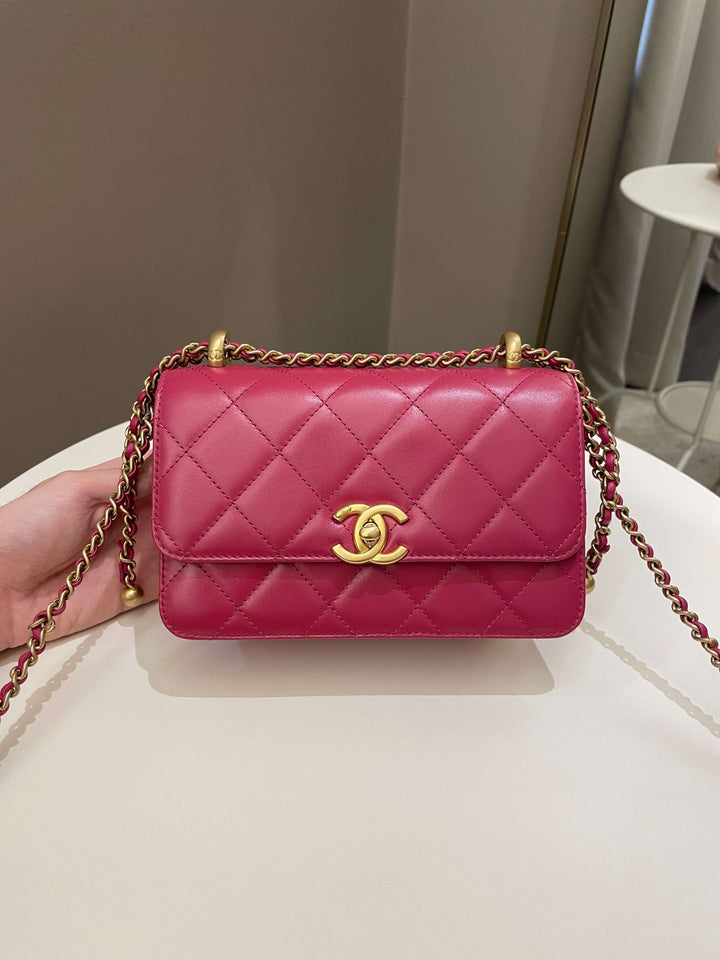 Chanel Quilted Perfect Fit Chain Rose Fuchsia Calfskin