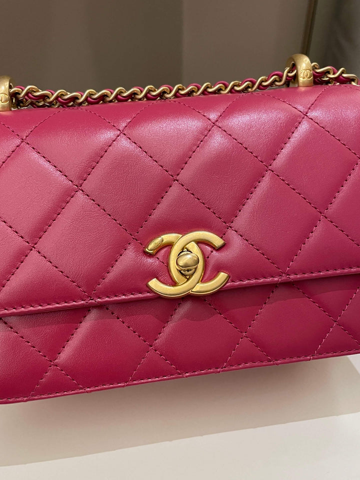 Chanel Quilted Perfect Fit Chain Rose Fuchsia Calfskin