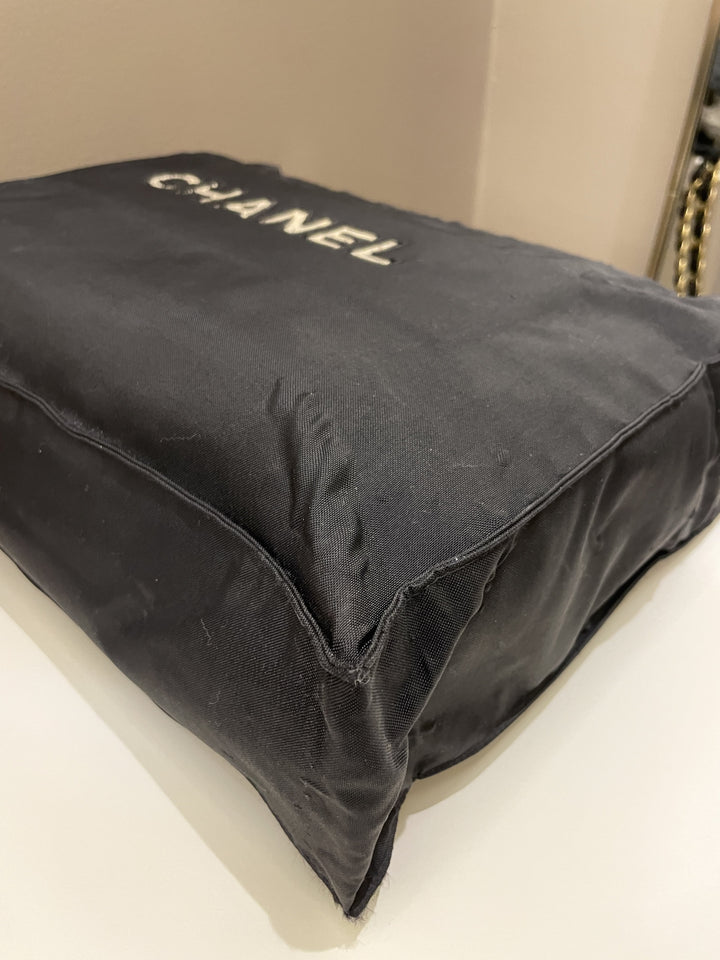 Chanel Cc Vintage Tote Bag Black Canvas