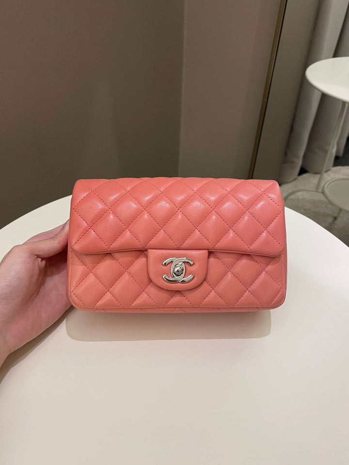 Chanel Quilted Mini Rectangular Mauve Pink Lambskin
