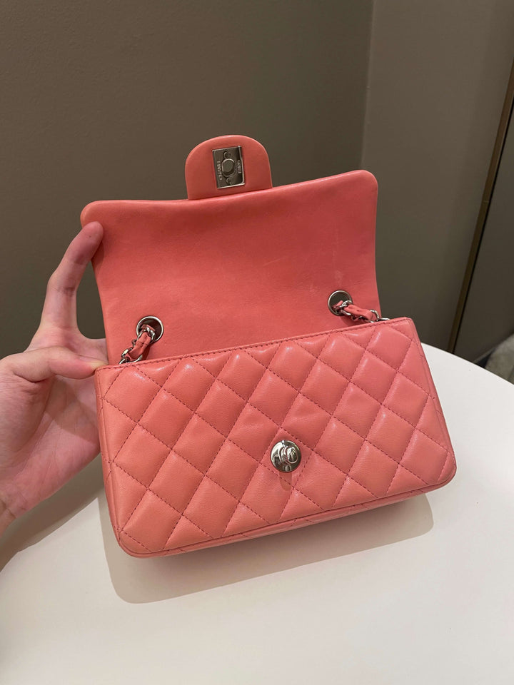 Chanel Quilted Mini Rectangular Mauve Pink Lambskin