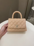 Chanel Quilted Coco Handle Mini Peachy Pink Caviar