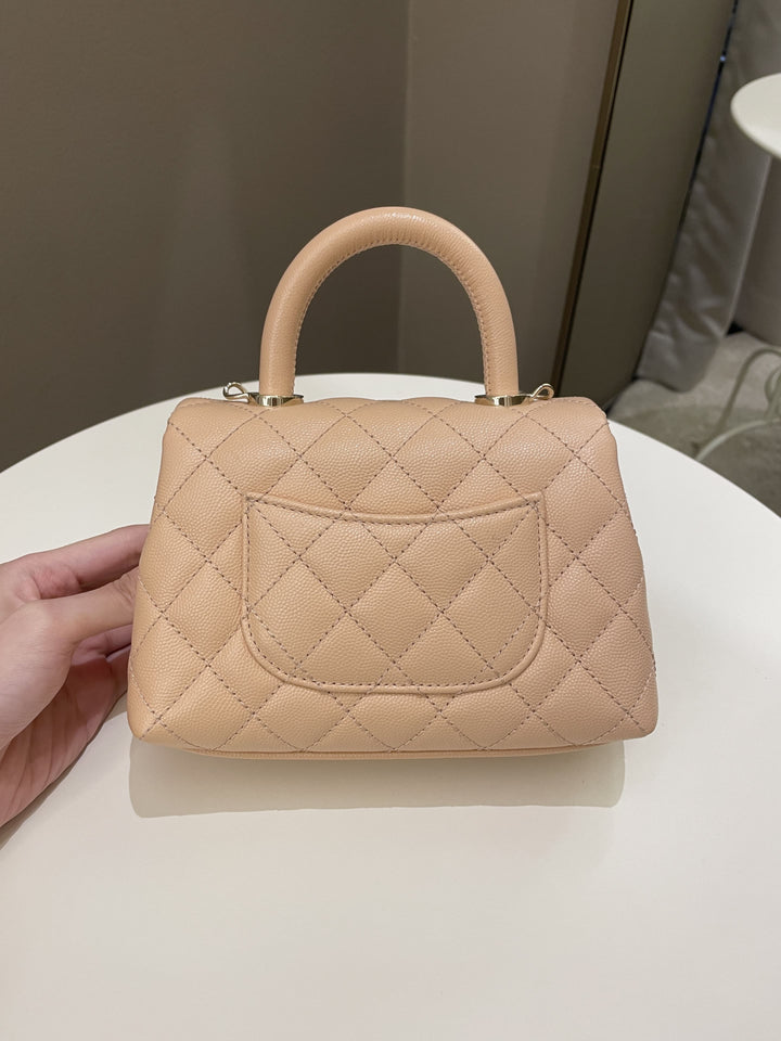 Chanel Quilted Coco Handle Mini Peachy Pink Caviar
