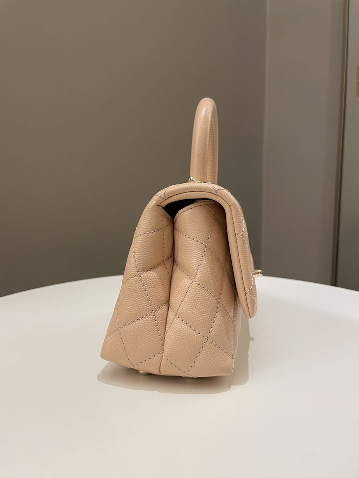 Chanel Quilted Coco Handle Mini Peachy Pink Caviar