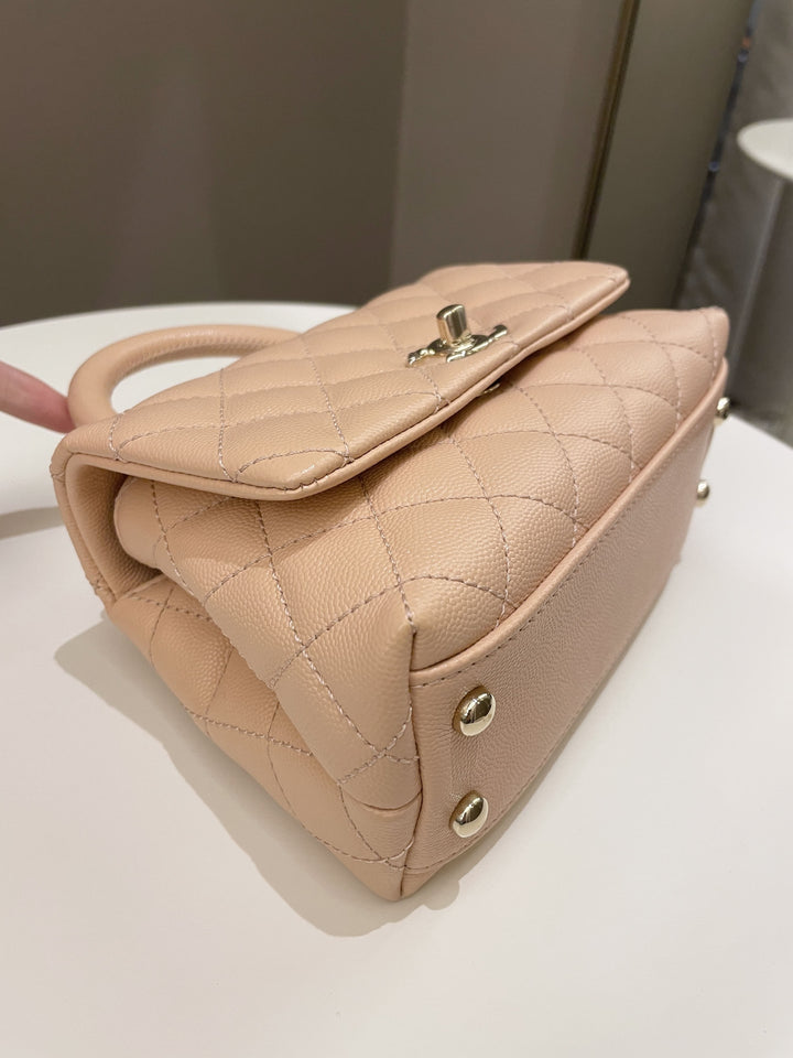 Chanel Quilted Coco Handle Mini Peachy Pink Caviar