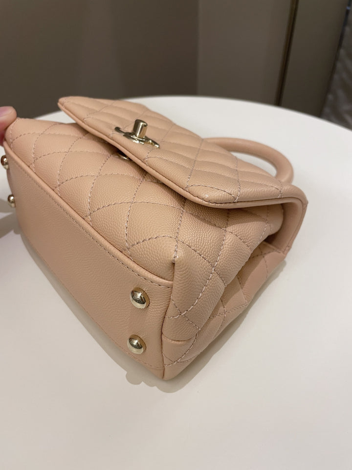Chanel Quilted Coco Handle Mini Peachy Pink Caviar