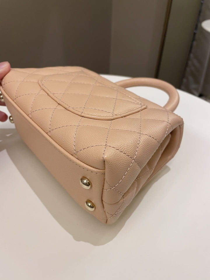 Chanel Quilted Coco Handle Mini Peachy Pink Caviar