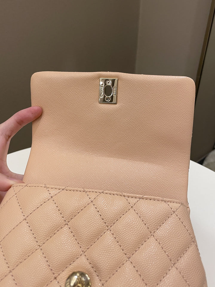 Chanel Quilted Coco Handle Mini Peachy Pink Caviar
