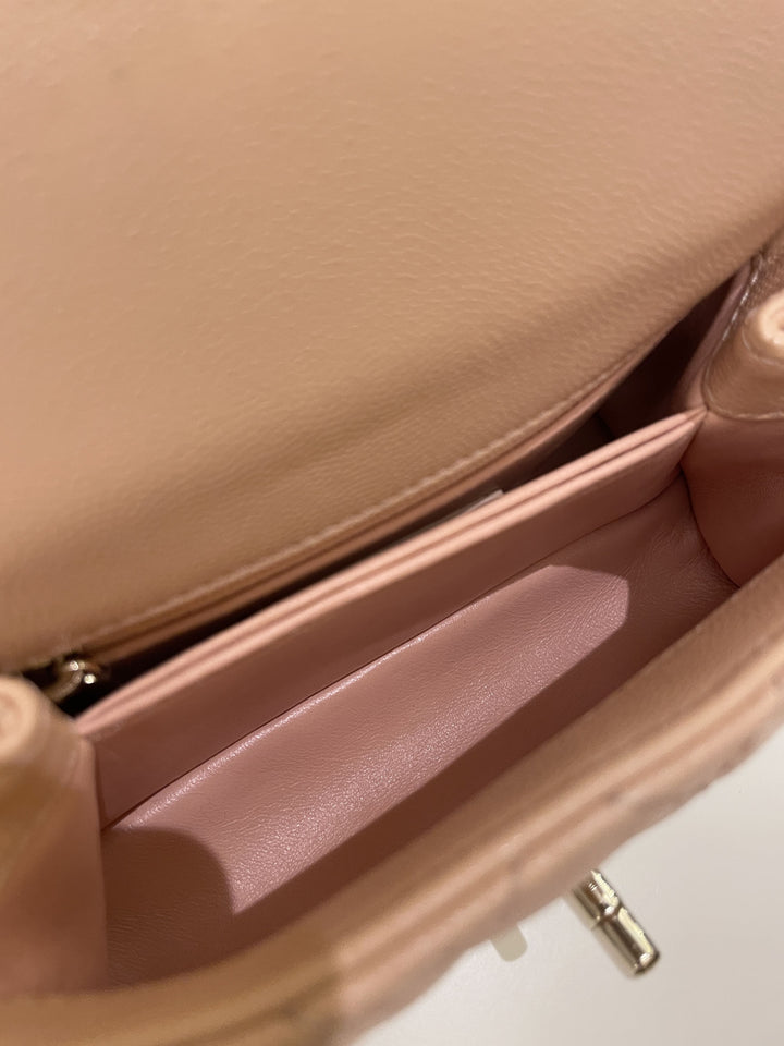 Chanel Quilted Coco Handle Mini Peachy Pink Caviar