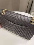 Chanel 2.55 225 Chevron Reissue Double Flap Dark Grey Aged Calfskin
