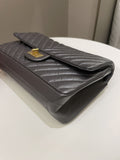 Chanel 2.55 225 Chevron Reissue Double Flap Dark Grey Aged Calfskin