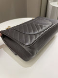 Chanel 2.55 225 Chevron Reissue Double Flap Dark Grey Aged Calfskin
