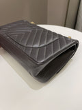 Chanel 2.55 225 Chevron Reissue Double Flap Dark Grey Aged Calfskin