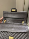 Chanel 2.55 225 Chevron Reissue Double Flap Dark Grey Aged Calfskin