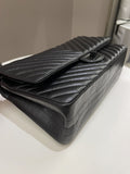 Chanel 2.55 226 So Black Chevron Reissue Double Flap Black Aged Calfskin