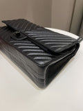 Chanel 2.55 226 So Black Chevron Reissue Double Flap Black Aged Calfskin