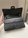Chanel 2.55 226 So Black Chevron Reissue Double Flap Black Aged Calfskin