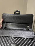 Chanel 2.55 226 So Black Chevron Reissue Double Flap Black Aged Calfskin