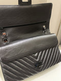 Chanel 2.55 226 So Black Chevron Reissue Double Flap Black Aged Calfskin