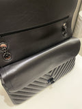 Chanel 2.55 226 So Black Chevron Reissue Double Flap Black Aged Calfskin