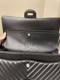 Chanel 2.55 226 So Black Chevron Reissue Double Flap Black Aged Calfskin
