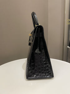 Hermes Kelly Sellier 32 Black Alligator