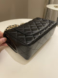 Chanel Quilted Mini Coco Charms Rectangular Flap Black Lambskin