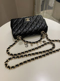 Chanel Quilted Mini Coco Charms Rectangular Flap Black Lambskin