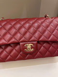 Chanel 19B Classic Medium Double Flap Burgundy Wine Caviar