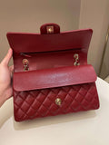 Chanel 19B Classic Medium Double Flap Burgundy Wine Caviar