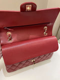 Chanel 19B Classic Medium Double Flap Burgundy Wine Caviar