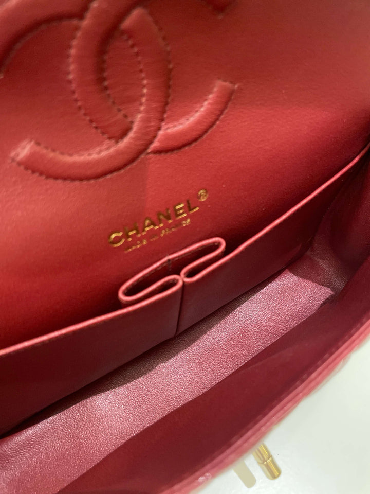 Chanel 19B Classic Medium Double Flap Burgundy Wine Caviar