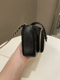Chanel 22B Quilted Phone Holder With Chain Black Caviar