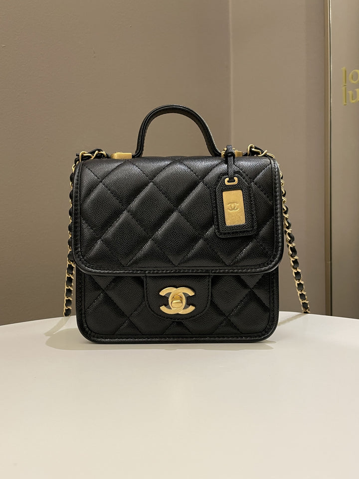 Chanel 22K Flap with Top Handle Black Caviar