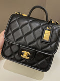 Chanel 22K Flap with Top Handle Black Caviar