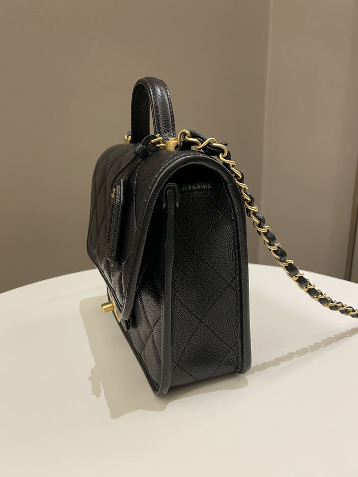 Chanel 22K Flap with Top Handle Black Caviar