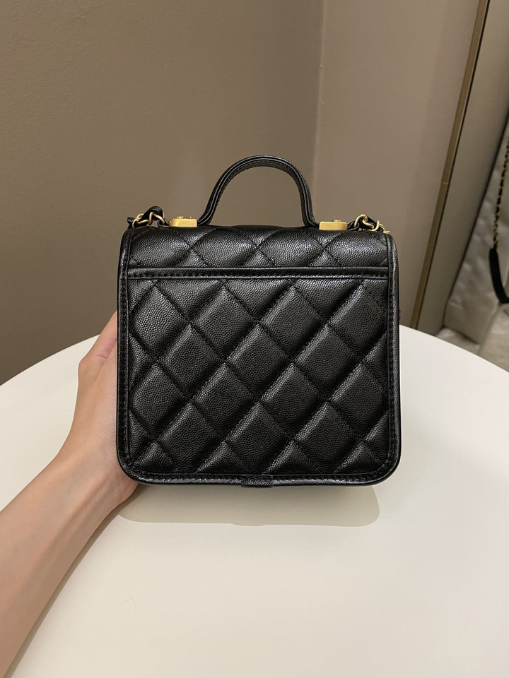 Chanel 22K Flap with Top Handle Black Caviar