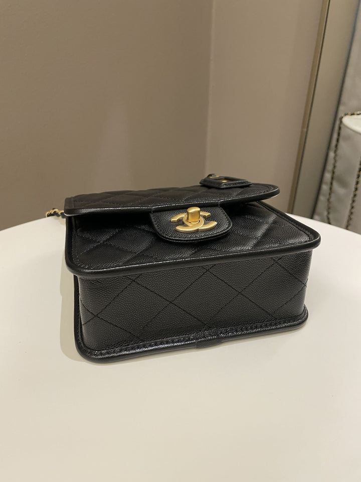 Chanel 22K Flap with Top Handle Black Caviar