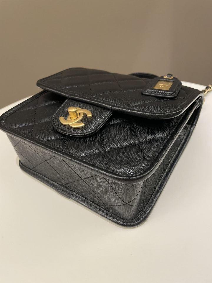 Chanel 22K Flap with Top Handle Black Caviar