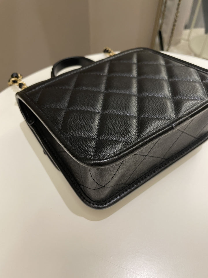 Chanel 22K Flap with Top Handle Black Caviar