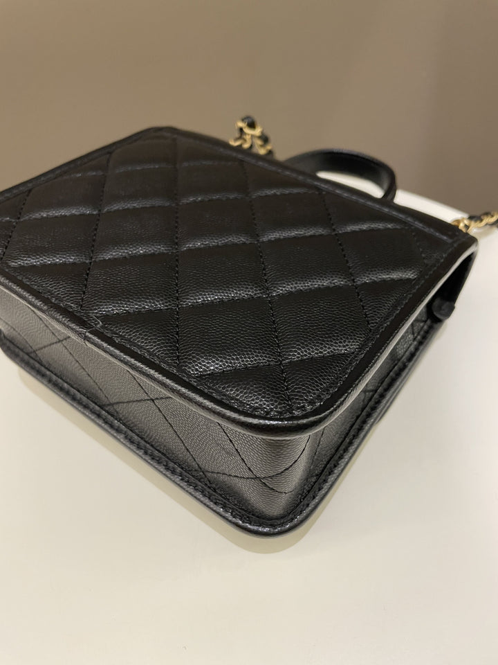 Chanel 22K Flap with Top Handle Black Caviar