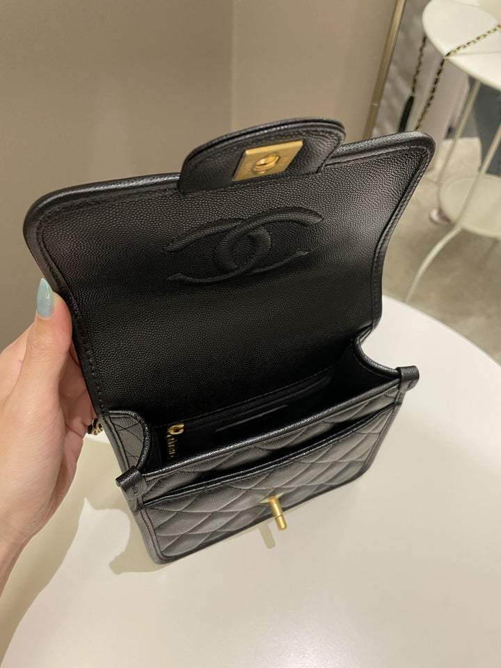 Chanel 22K Flap with Top Handle Black Caviar