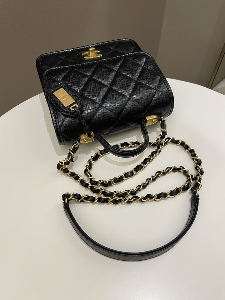 Chanel 22K Flap with Top Handle Black Caviar