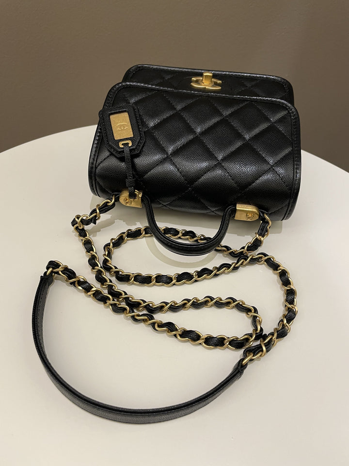 Chanel 22K Flap with Top Handle Black Caviar
