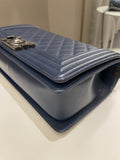 Chanel Quilted Boy Old Medium Navy Caviar