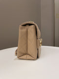 Chanel C H A N E L Lettering Flap Dark Beige Calfskin