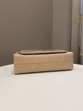 Chanel C H A N E L Lettering Flap Dark Beige Calfskin