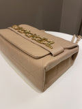 Chanel C H A N E L Lettering Flap Dark Beige Calfskin