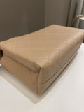 Chanel C H A N E L Lettering Flap Dark Beige Calfskin